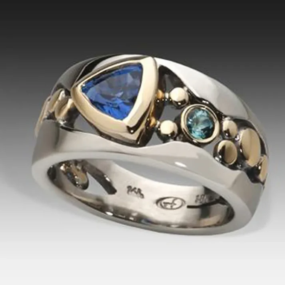 The Amelia Vintage Blue Crystal Ring
