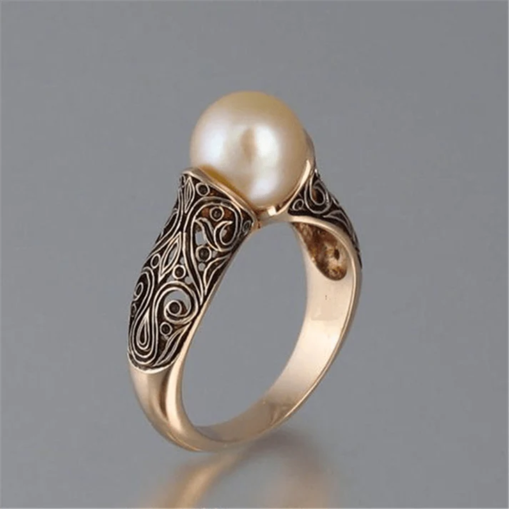 The Angela Vintage Pearl Golden Ring