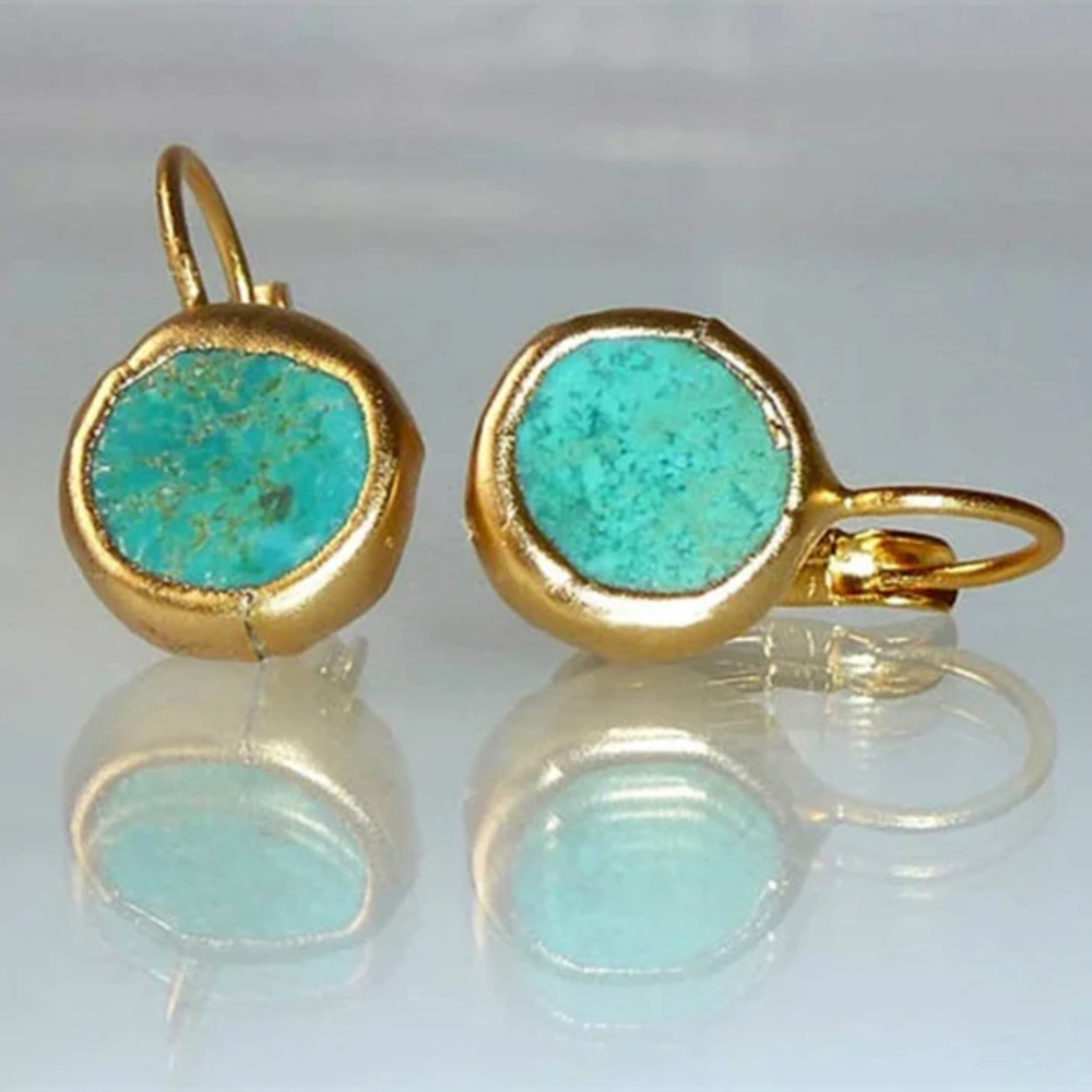 The Barbara Gold Earrings with Turquoise Stone
