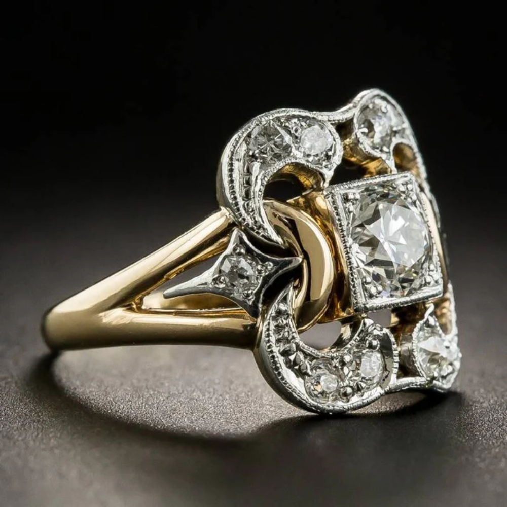 The Alexa Vintage Zirconia Gold Ring