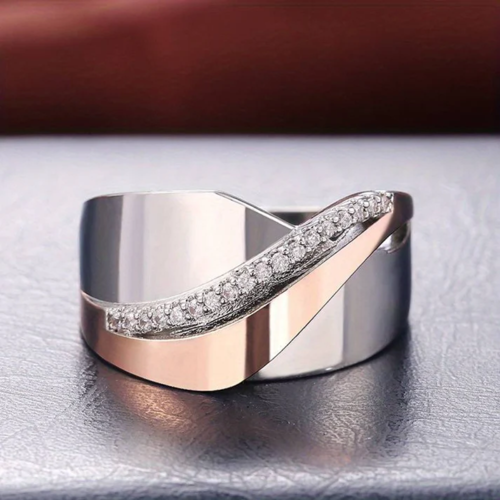 The Allison Vintage Rose Gold & Silver Zirconia Ring