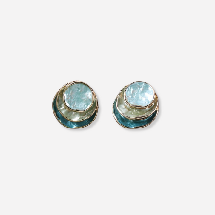 HELENE™ | Round Ocean Earrings Hand-Painted