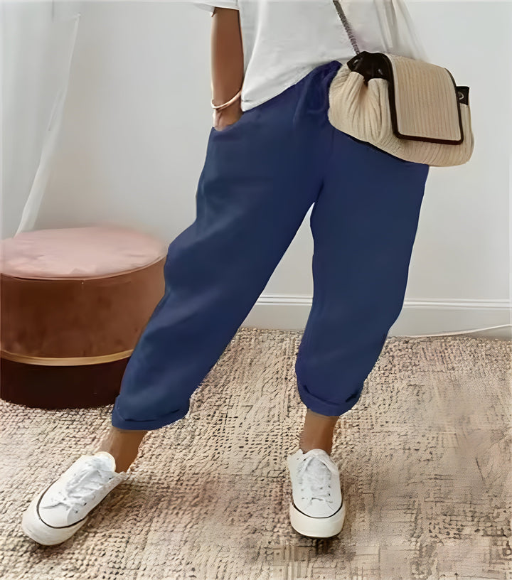 Lina | Chic breathable linen trousers white
