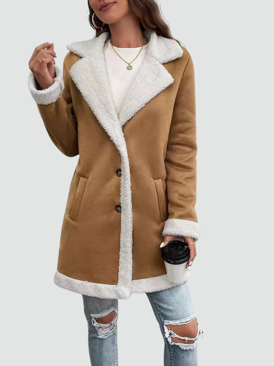 Mabel - Coat with Sherpa Lining