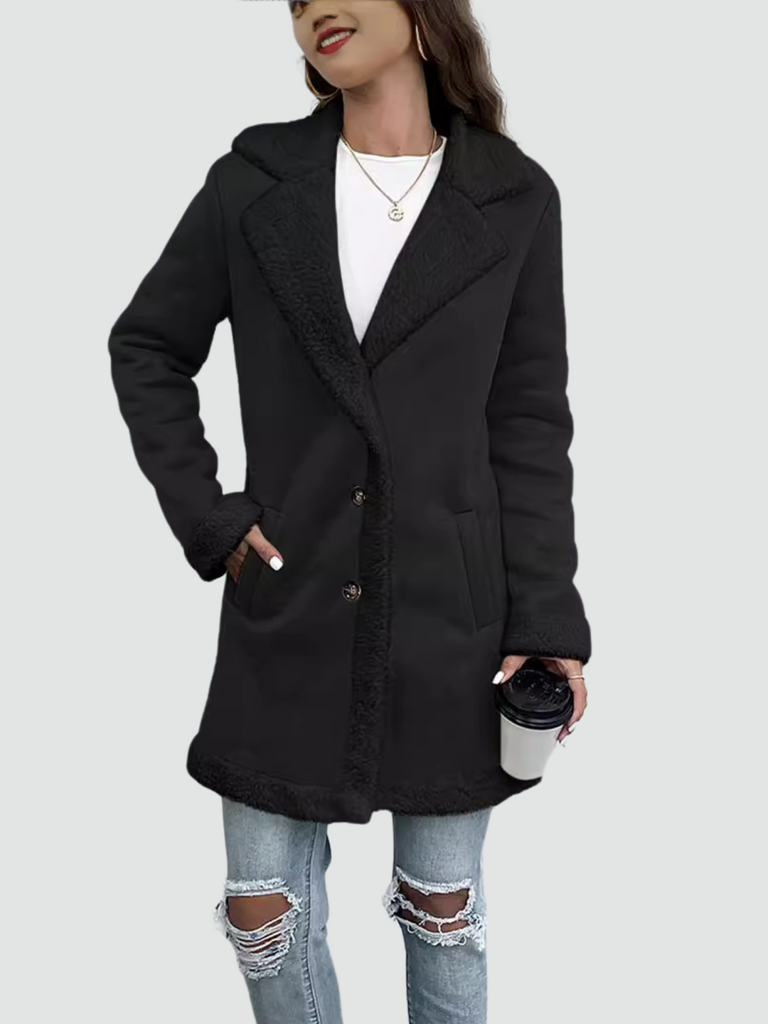 Mabel - Coat with Sherpa Lining