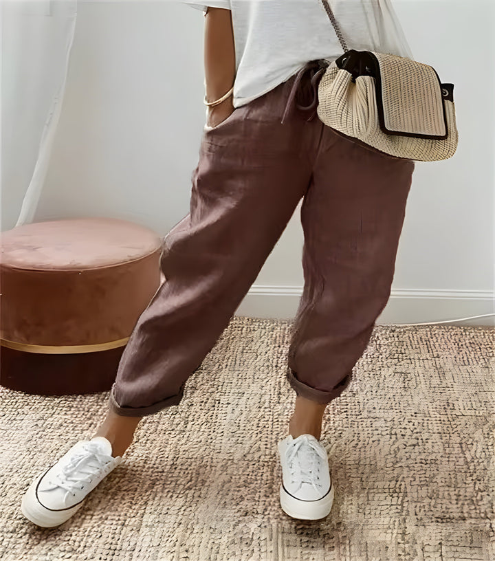 Lina | Chic breathable linen trousers white