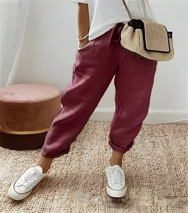 Lina | Chic breathable linen trousers grey