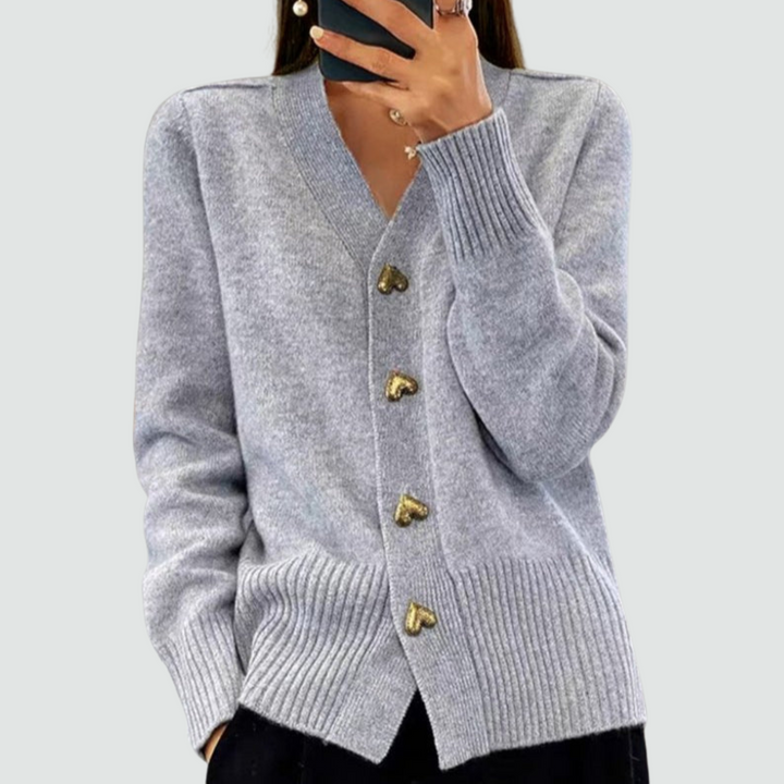 Adele - Elegant Heart Button Cardigan