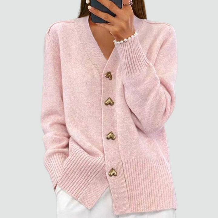 Adele - Elegant Heart Button Cardigan