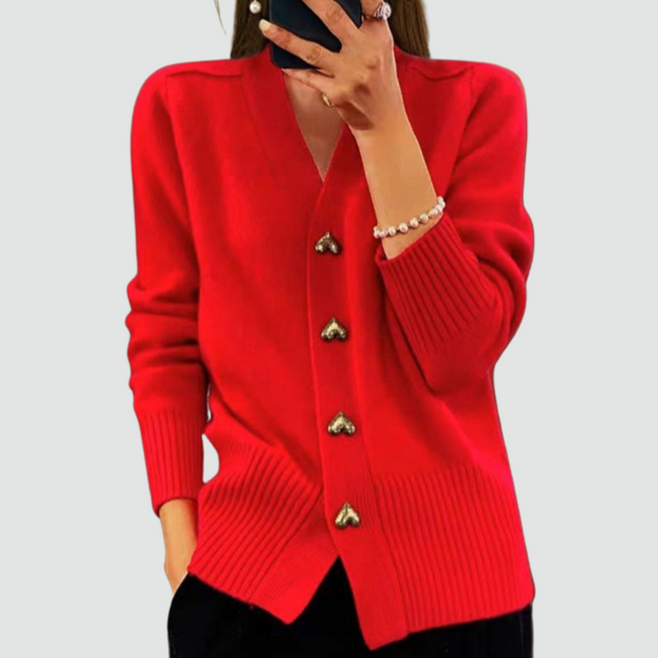 Adele - Elegant Heart Button Cardigan