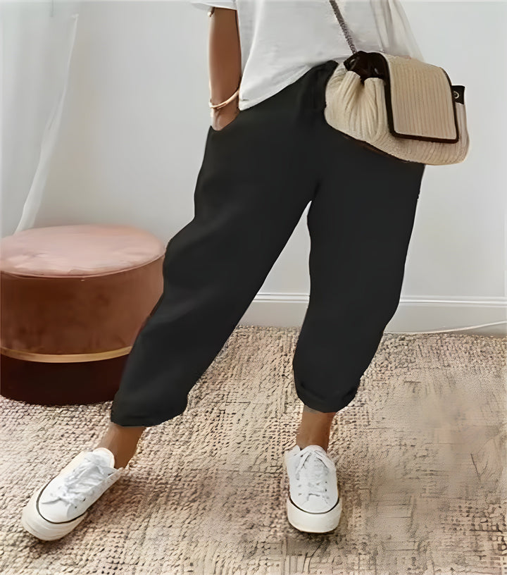 Lina | Chic breathable linen trousers white