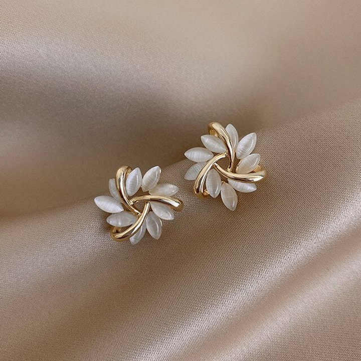 The Camila Luxury White Opal Earrings in Gold