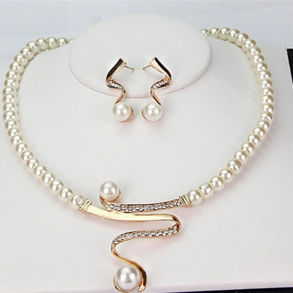 The Charlotte Natural Pearl Necklace + Earrings Set