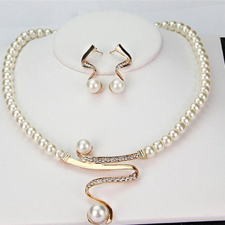 The Charlotte Natural Pearl Necklace + Earrings Set