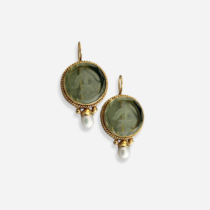 Amélie™ | Vintage earrings with stone and pearl
