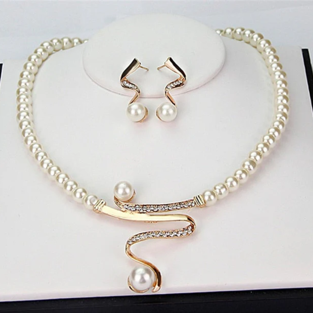 The Charlotte Natural Pearl Necklace + Earrings Set