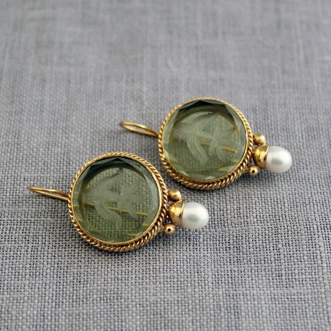 Amélie™ | Vintage earrings with stone and pearl