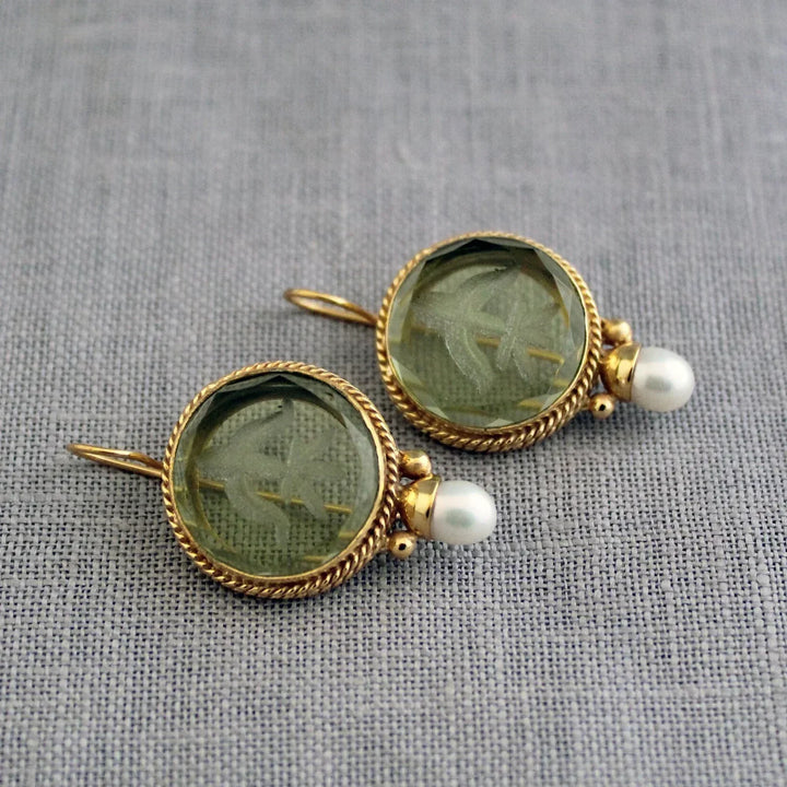 Amélie™ | Vintage earrings with stone and pearl