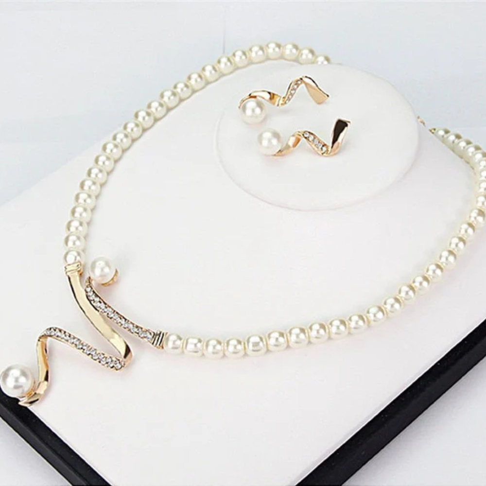 The Charlotte Natural Pearl Necklace + Earrings Set