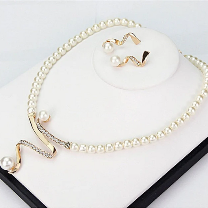 The Charlotte Natural Pearl Necklace + Earrings Set
