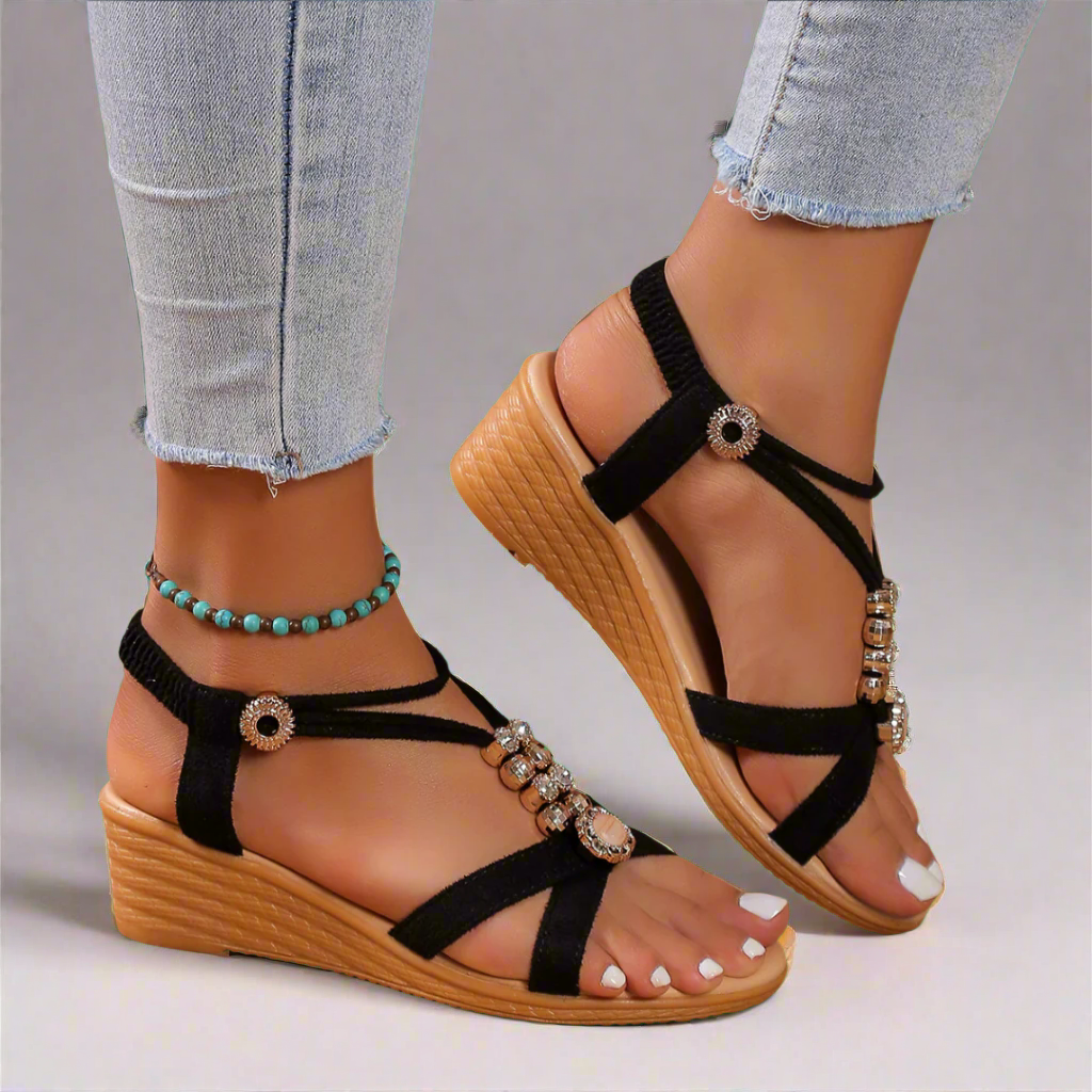 Nelda | Wedge Sandals with Ankle Strap – Stylish and Comfortable