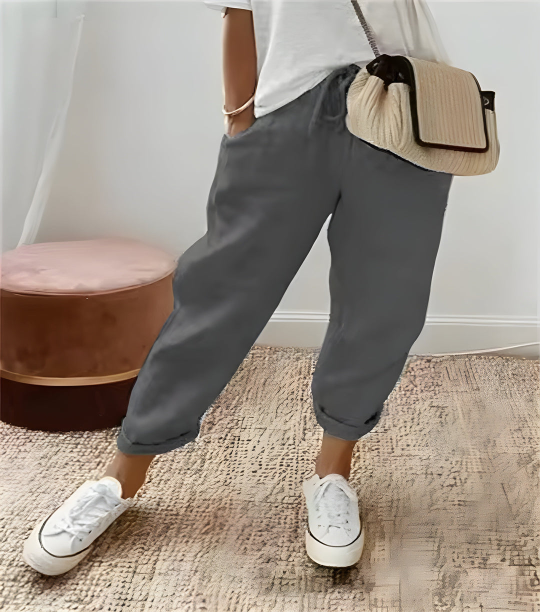 Lina | Chic breathable linen trousers grey