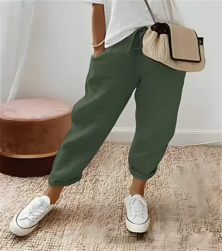 Lina | Chic breathable linen trousers white