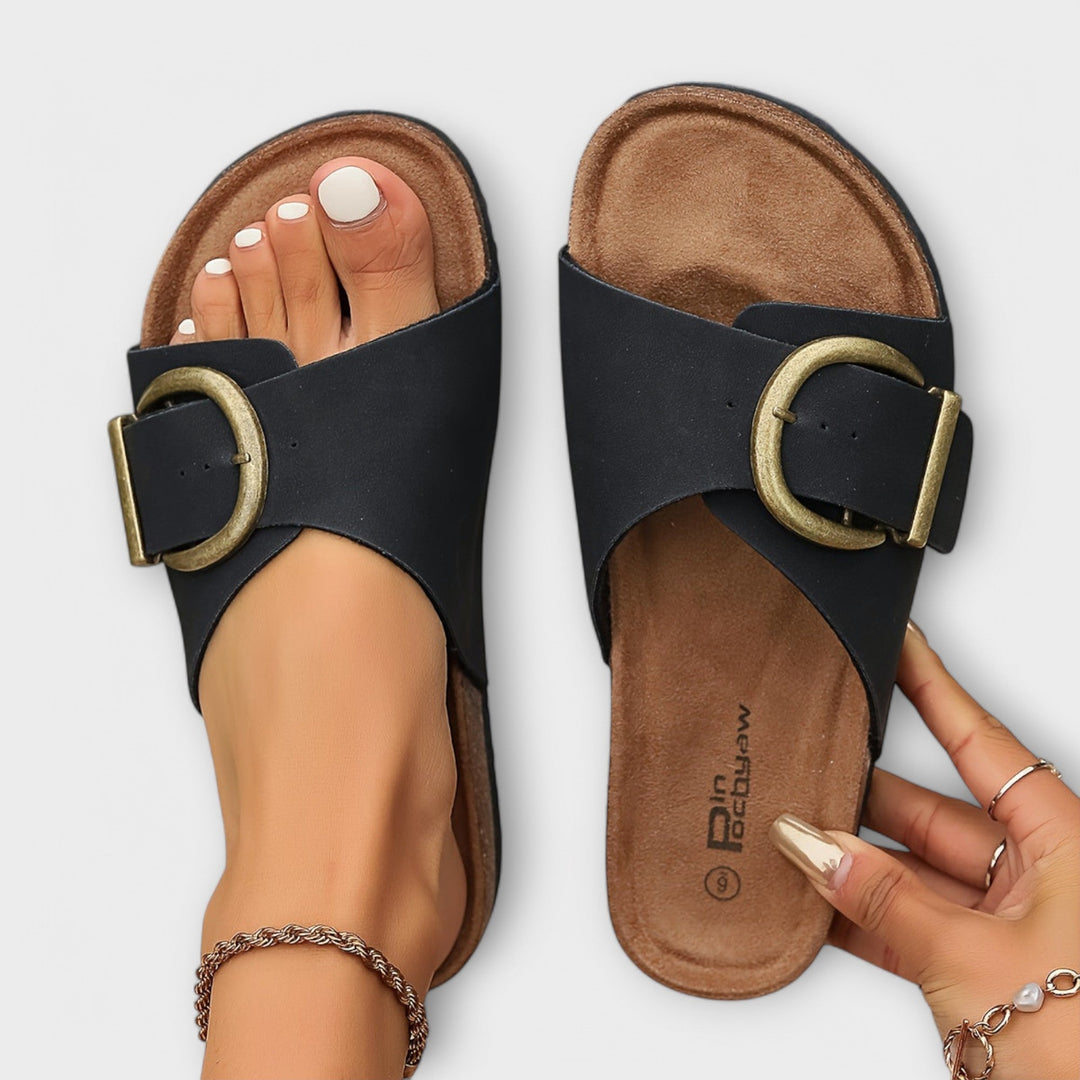 Margie - Women's Cork Sandals with Buckle Strap Design