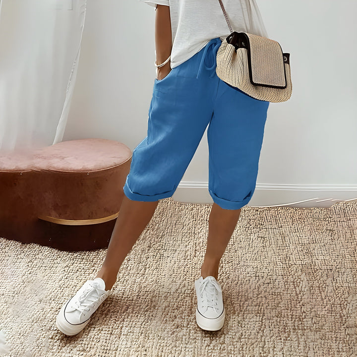 Mila | Chic breathable linen shorts yellow