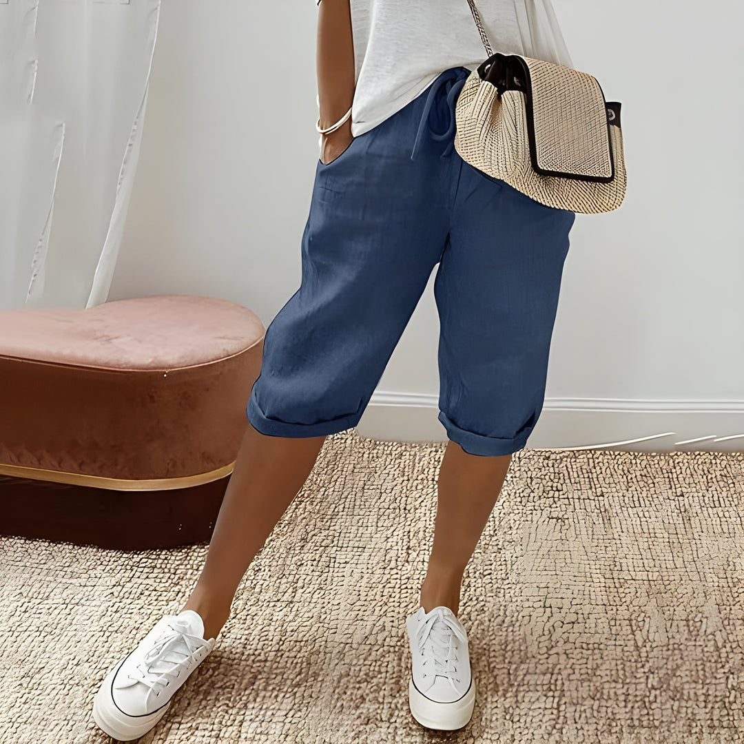 Mila | Chic breathable linen shorts grey