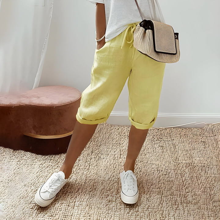 Mila | Chic breathable linen shorts blue