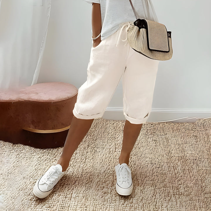 Mila | Chic breathable linen shorts grey