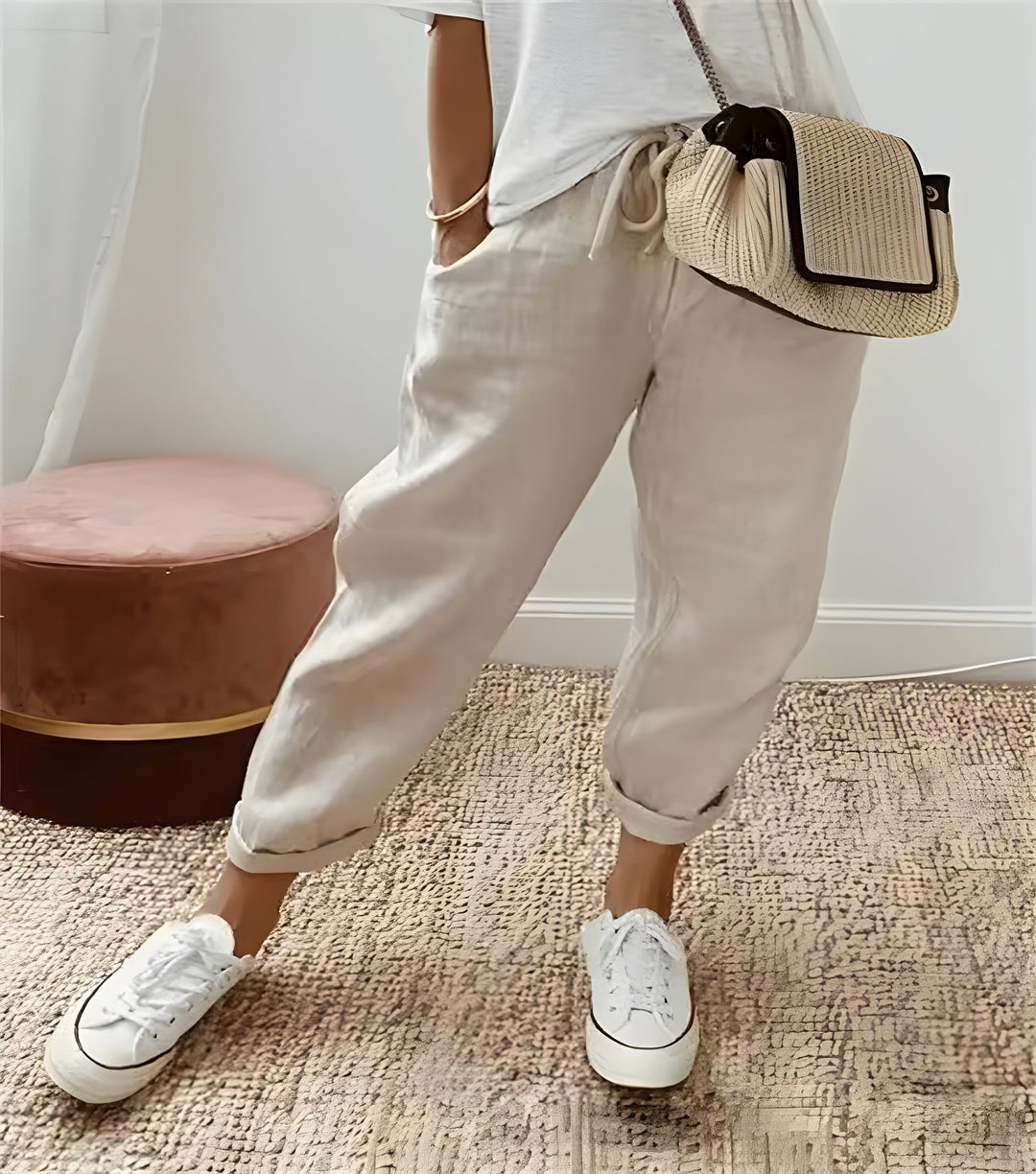 Lina | Chic breathable linen trousers white