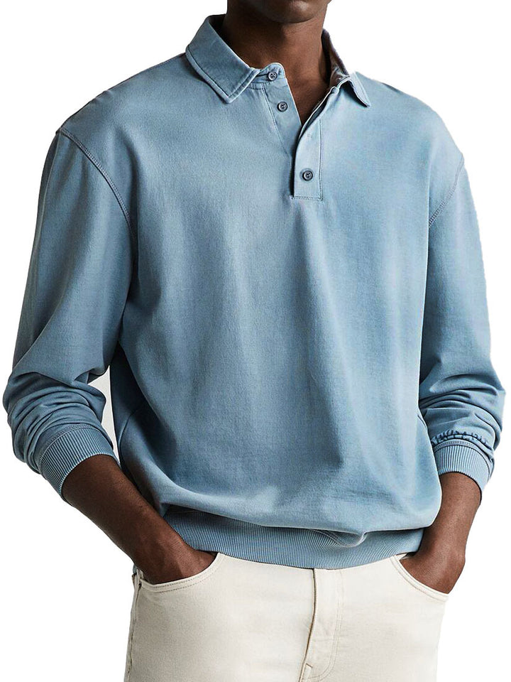Eliot - Solid Color Button-Up Polo Shirt