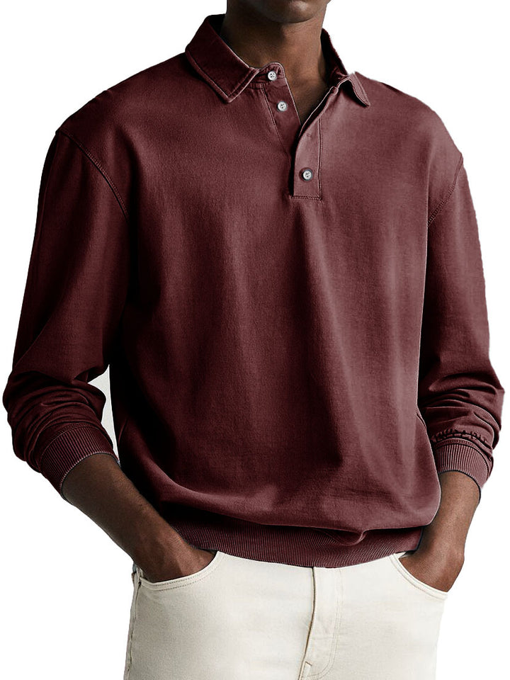 Eliot - Solid Color Button-Up Polo Shirt