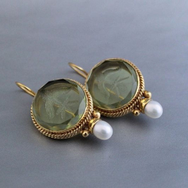 Amélie™ | Vintage earrings with stone and pearl
