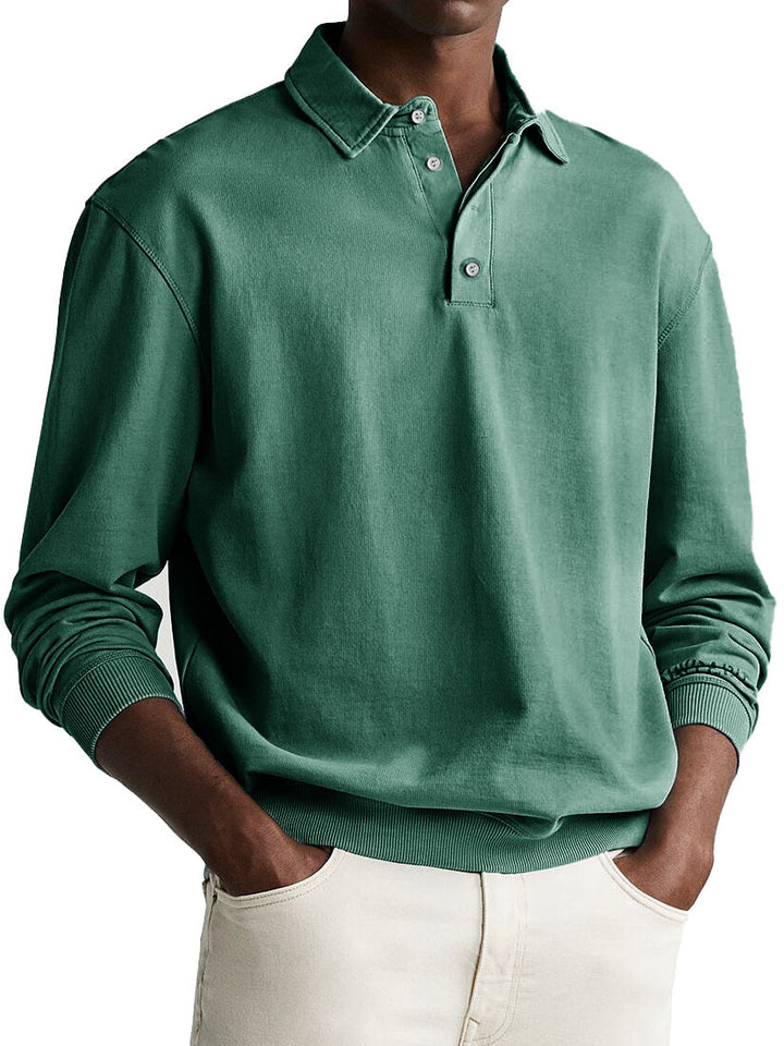 Eliot - Solid Color Button-Up Polo Shirt