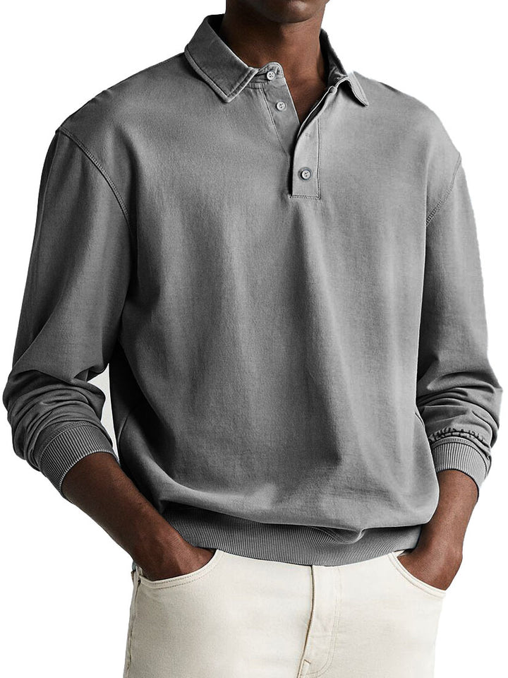 Eliot - Solid Color Button-Up Polo Shirt