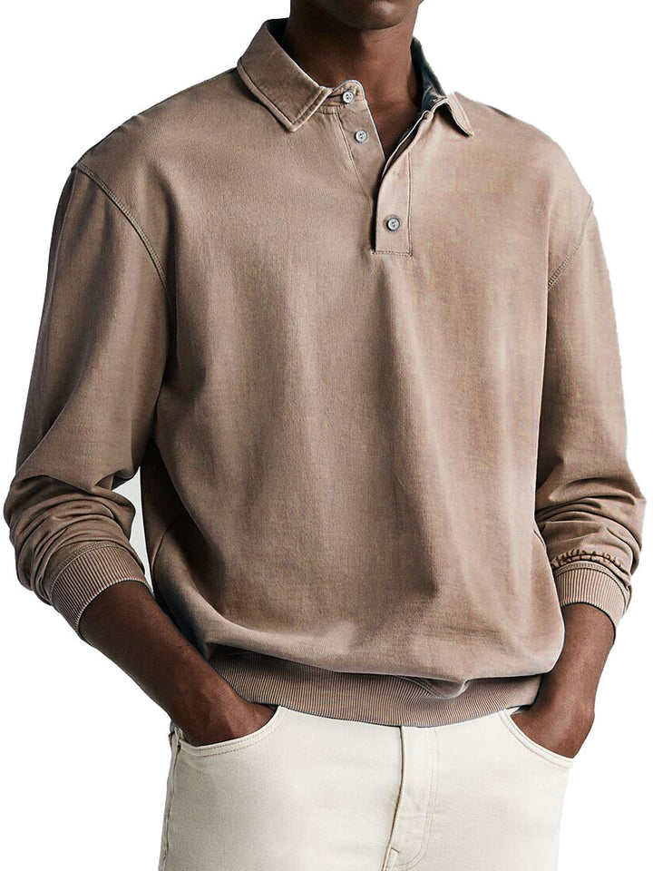 Eliot - Solid Color Button-Up Polo Shirt