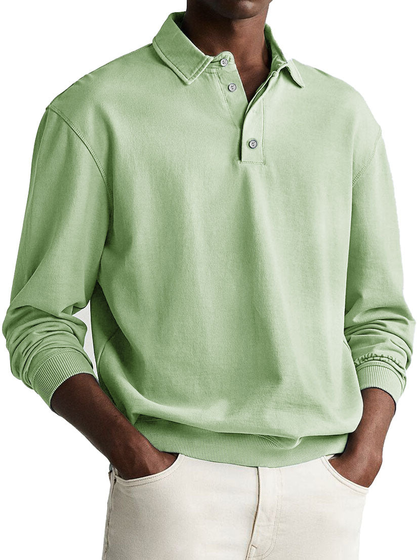 Eliot - Solid Color Button-Up Polo Shirt