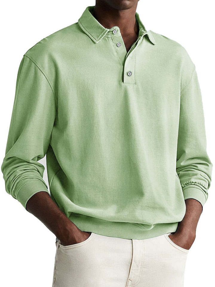 Eliot - Solid Color Button-Up Polo Shirt