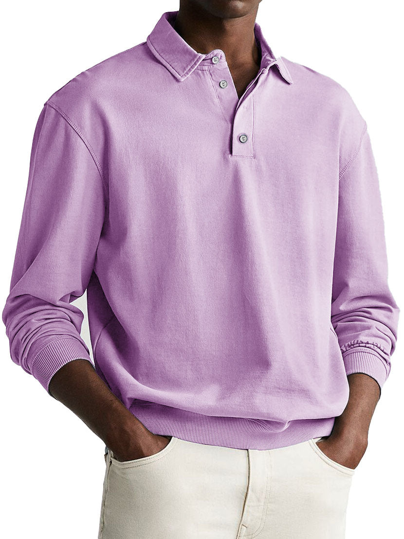 Eliot - Solid Color Button-Up Polo Shirt