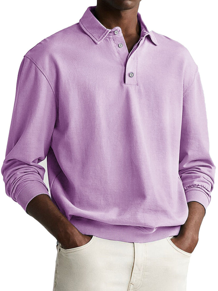 Eliot - Solid Color Button-Up Polo Shirt