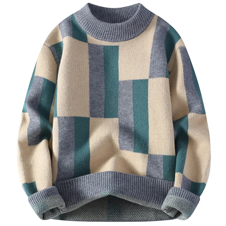 Knitmania | Men's Mock Neck Check Sweater