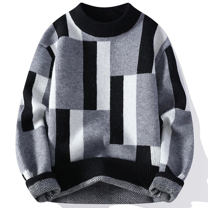 Knitmania | Men's Mock Neck Check Sweater