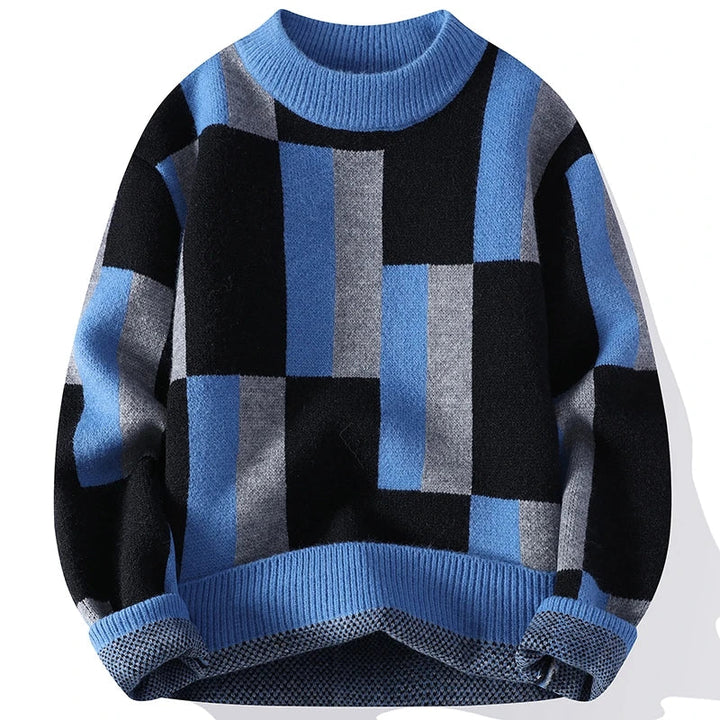 Knitmania | Men's Mock Neck Check Sweater