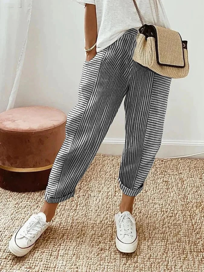 Karla | Striped trousers red