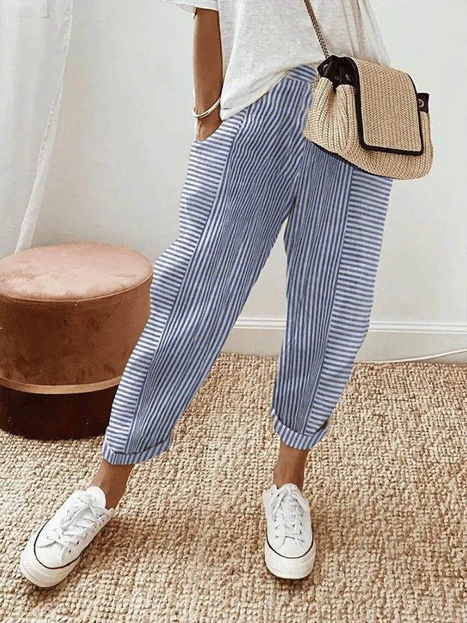Karla | Striped trousers blue