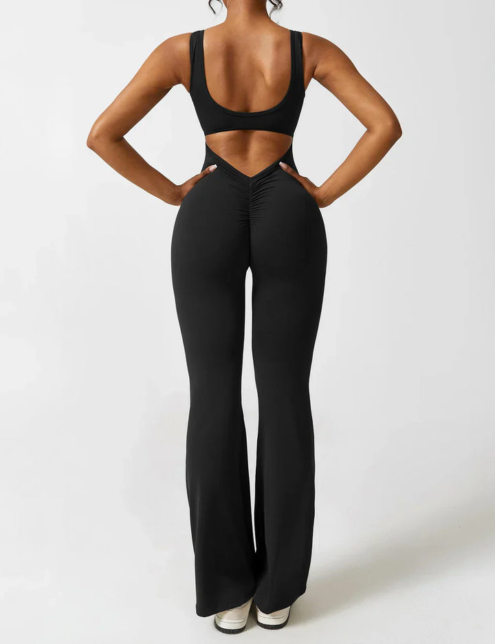 Elena - Flared V -Back Jumpsuit