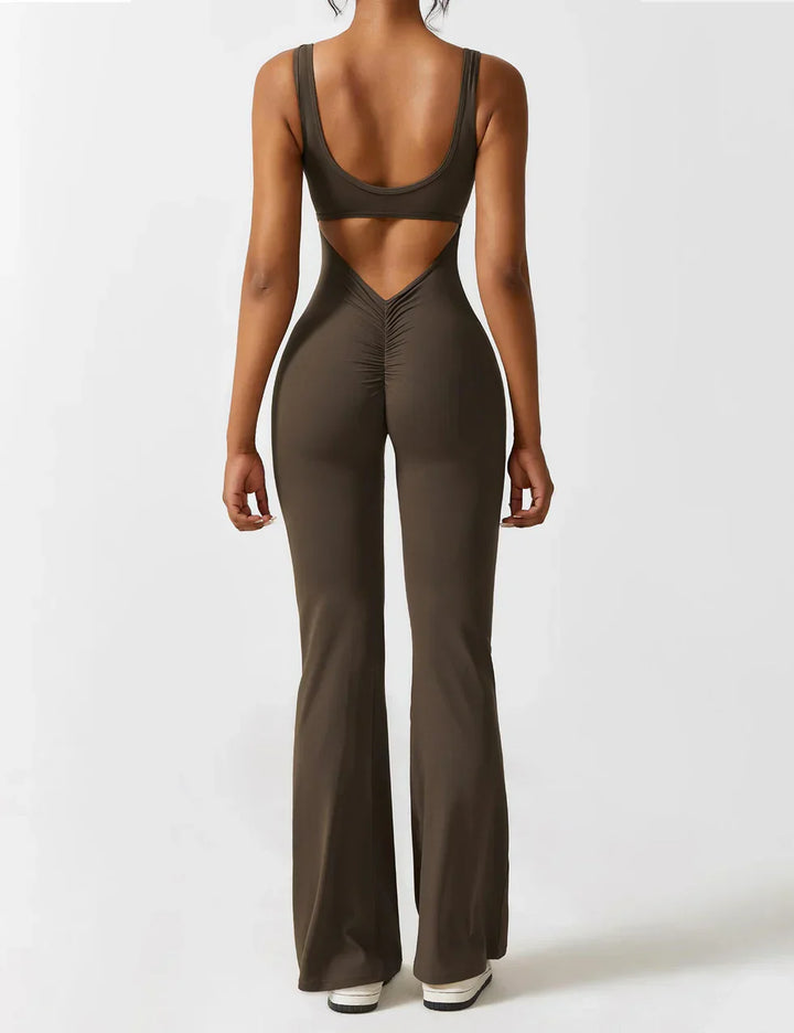 Elena - Flared V -Back Jumpsuit
